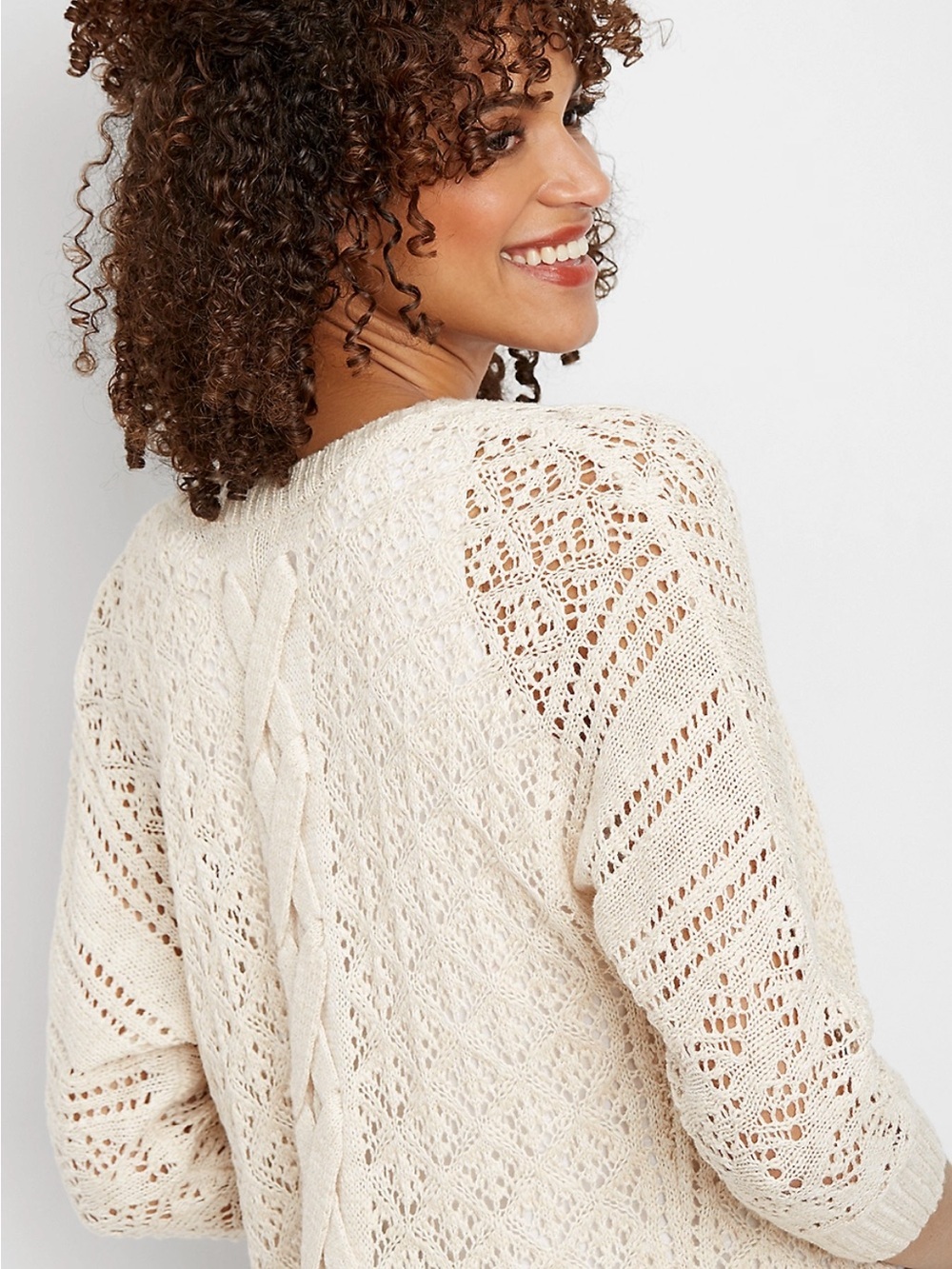 Maurice’s Lace Up Back Cream Cardigan Size 1